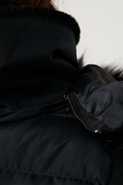 Lela Faux Fur Collar Detachable Hooded Puffer Coat Women's Coat 497yasmın21