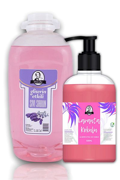 Özcan Bey 2 Liter Lavender Scented Liquid Soap + 500ml Lavender Scented Advantageous Liquid Soap Set