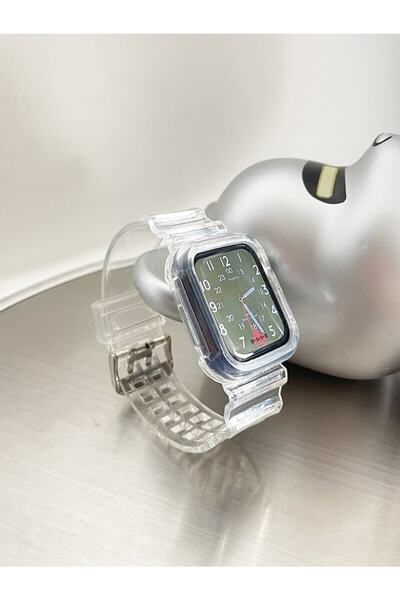 Quse Apple Watch Series 9 8 7 6 5 4 3 2 1 Se 41mm-40mm-38mm Compatible Transparent Transparent Tank Silicone Cord