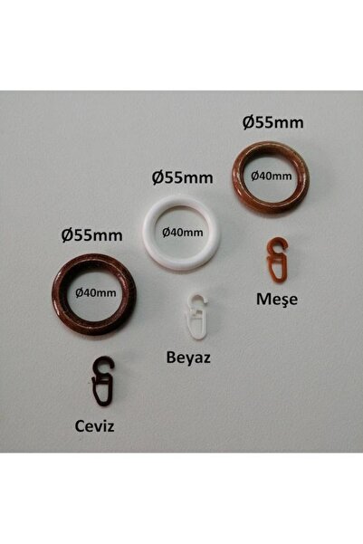 Orlenda Inel de perdea din lemn/plastic și clemă din plastic pentru țeavă rustică 5 buc