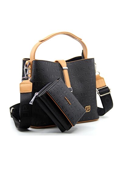 Just Polo مجموعة حقيبة ومحفظة سوداء اللون للموسم الجديد للسيدات