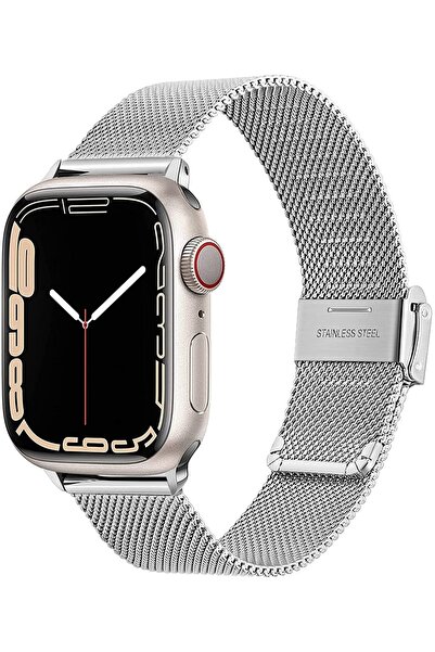 Quse Apple Watch 46mm/45mm/44mm & Series 1-3 42mm ile Uyumlu Buckle Milano Çe...