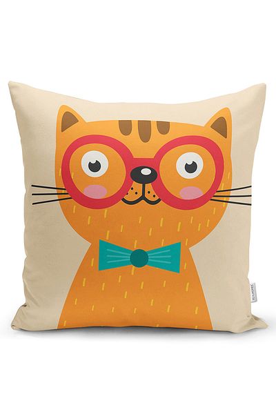 Realhomes Double Sided Colorful Cat Digital Printed Modern Raschel Knitted Pillow Throw Pillow Cover
