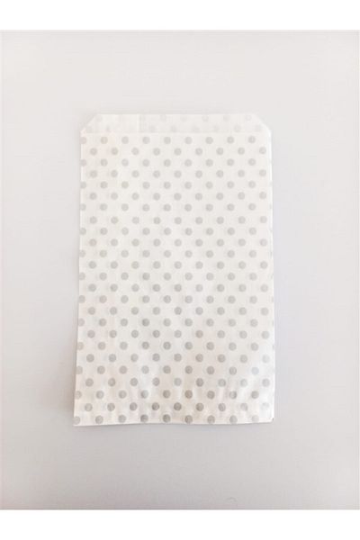 anka design Patterned Paper Bag, White-silver Polka Dots (18x30 - 10 Pieces)