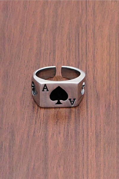 THE Gifts Siyah Maça As Unisex Ayarlanabilir Yüzük