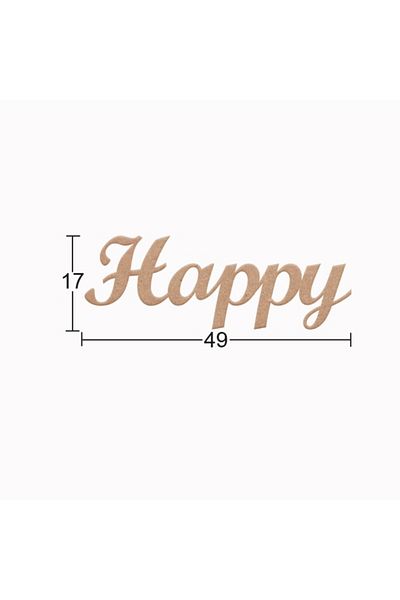 MCM GROUP Ds117 Decorative Wall Ornament Happy, Unpainted Raw Wooden Mdf Ornament