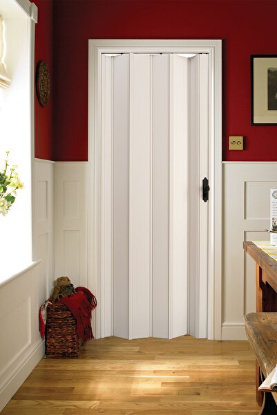 FARAN DEKORASYON 102x205 Beyaz Rengi Camsız Pvc Akordiyon Katlanır Kapı