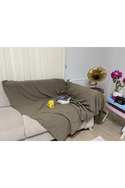 POYRAZ Matte Chenille Dark Mink Double Sided Sofa Sofa Bed Cover Shawl