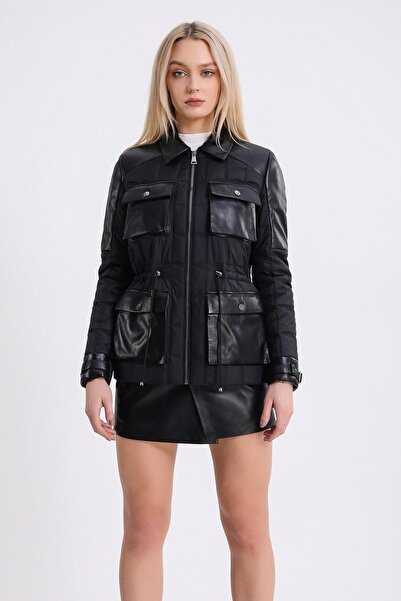 Leather Club Siyah Deri Aksesuarlı Scuba Ceket