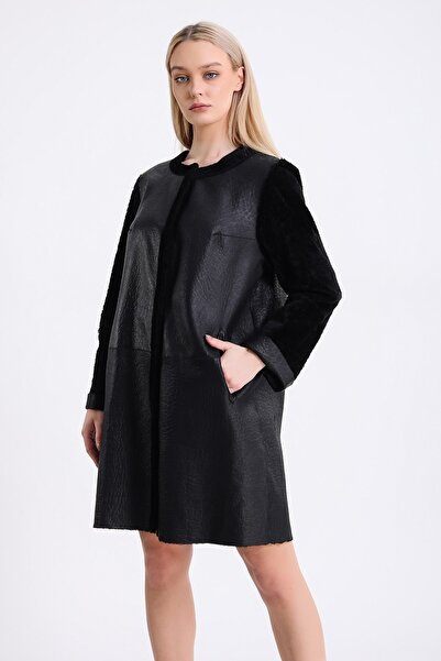 Leather Club Siyah Astragan Kaban