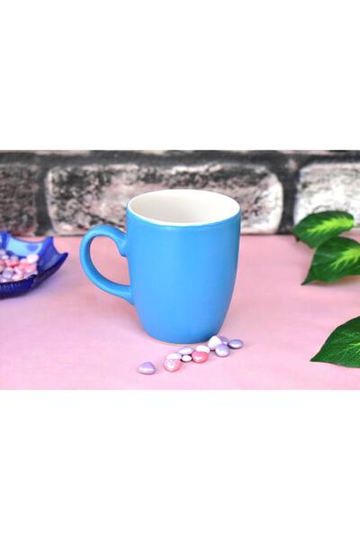 Dore Voir Seramik Kupa/ 1. Kalite, Içi Beyaz Dışı Mavi Renkli 250ml