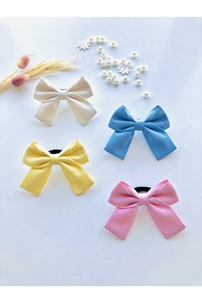 seyranat Σετ με 4 ελαστικά κοριτσίστικα φιόγκοι για μωρά σε ροζ, λευκό, κίτρι...