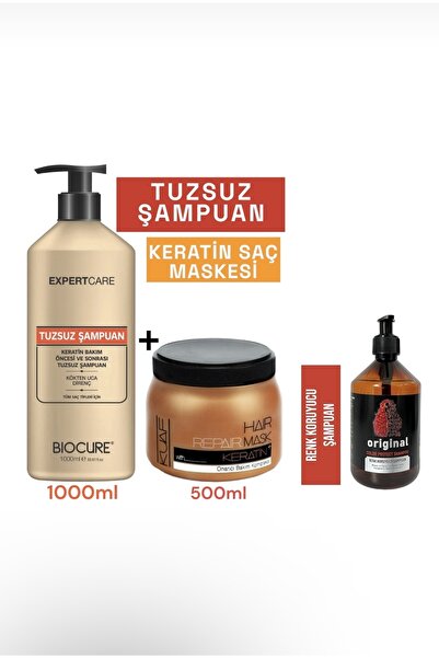 Biocure Arındırıcı Tuzsuz Şampuan + Keratin Saç Maskesi+renk Koruyucu Şampuan...