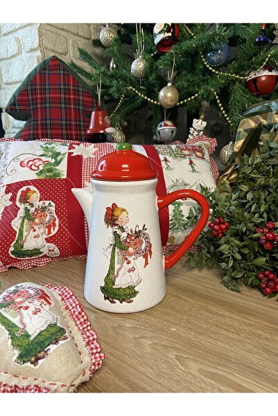 Handmadesign Kapaklı El Yapımı Seramik Sürahi - Yılbaşı Temalı Yeniyıl Çelenk...