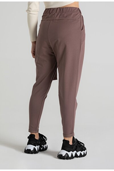 RUBYSTARS Vizon Beli Lastikli Yandan Bağlamalı Rahat Kesim Esnek Şalvar Pantolon