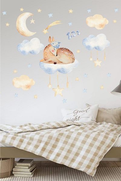 Piksel Grafik Autocolant pentru cameră pentru copii Gazelle Sleep