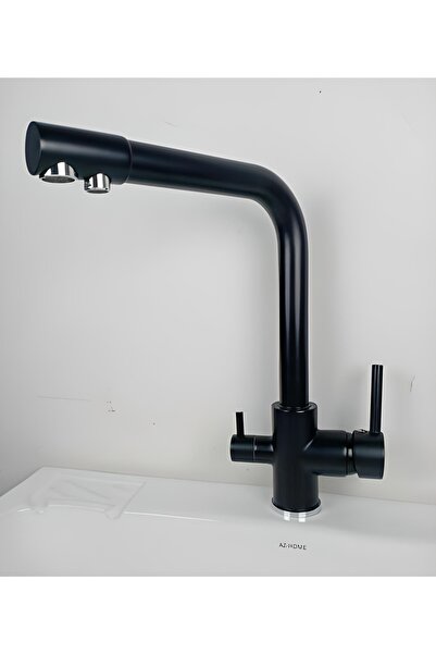 Elallar Su Arıtma Musluğu 3 Yollu Arıtma Çıkışlı Ithal Kaliteli Siyah Krom Mu...