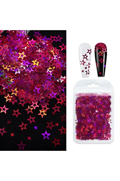 Beauty Box Içi Boş Holografik Yıldız Pul Makeup Nail Art Resin Art Kalıcı Oje...