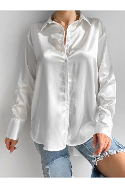 LB Laluna Butik Γυναικείο σατέν πουκάμισο