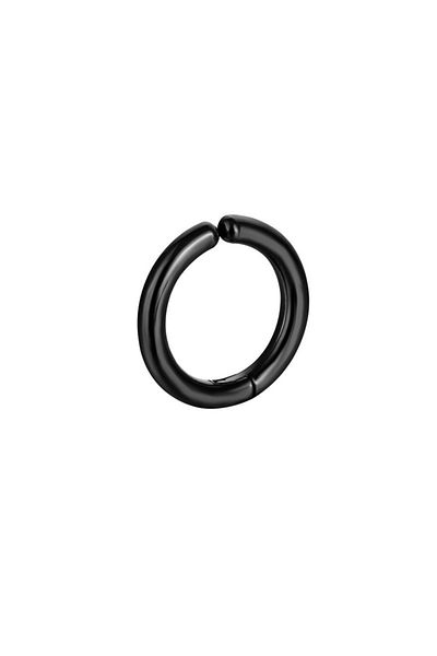 The Collection Non-Hole Black Compression Steel Thick Hoop Men's Earrings