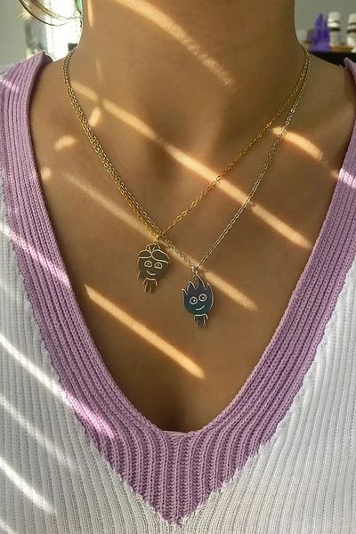 The Collection 2 Pieces Fire And Water Necklace Dear Friendship Best Friends Necklace