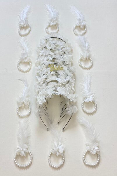 ZEYMERADE سوار وصيفة العروس الأبيض وتاج وصيفة العروس (معدني)، ليلة الحناء، حف...