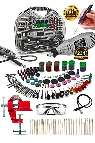 PROXTECH Pro 234pcs 450 Watt 6 Kademe Devirli Çantalı Dramel Gravür Seti Taşl...