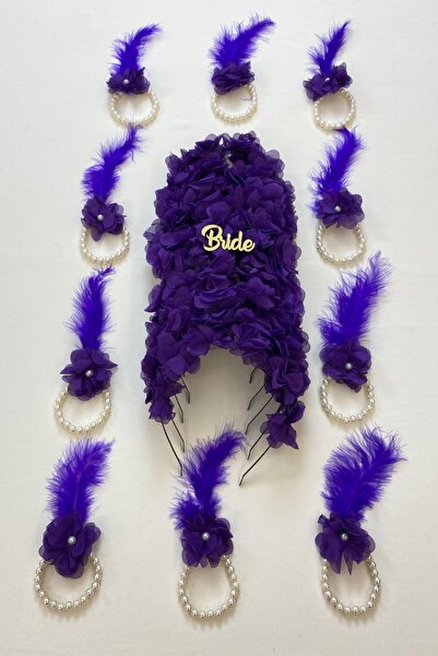 ZEYMERADE سوار وصيفة العروس الأرجواني 5 قطع، تاج وصيفة العروس (معدني) 5 قطع، ...