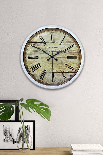 Kasva Concept Gift 40 cm White Metal Antique Wall Clock