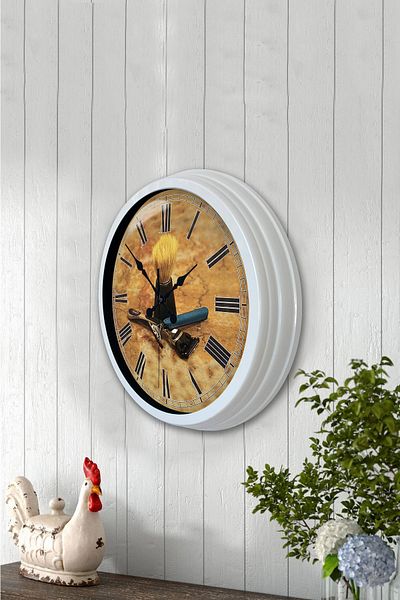 Kasva Concept Gift 40 cm White Metal Barber Wall Clock