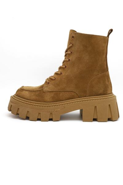 GLAZA Kadın Hakiki Deri Taba Süet Günlük Bot