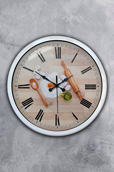 Kasva Concept هدية ساعة حائط مطبخ معدنية بيضاء مقاس 40 سم