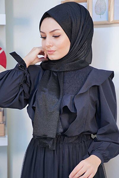 ALLURİNG THE BETTER ONE Simli Siyah Abiye Şal