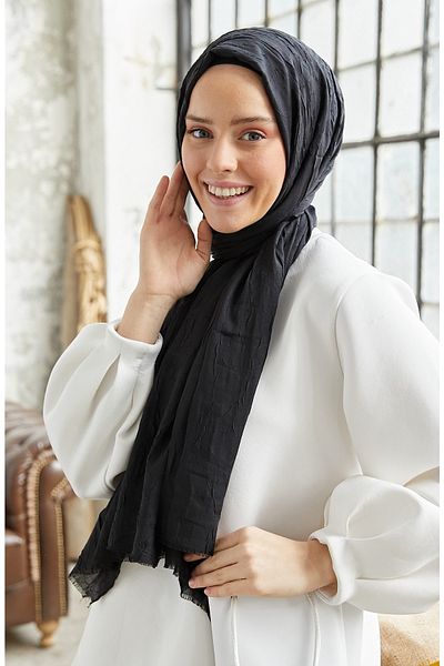 Naciye Sultan Hijab Women's Bamboo Scarf Shawl Cotton Wrap Shawl Black