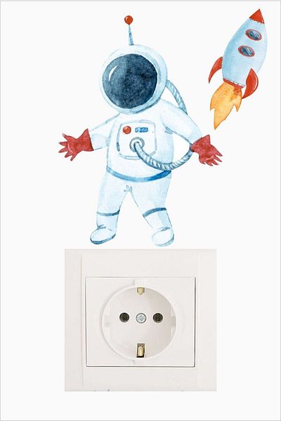 Grafikup Autocolant pentru priza astronaut Decor camera copiilor