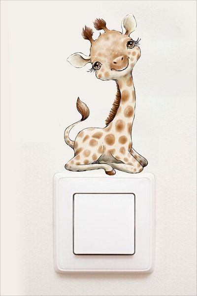 Grafikup Autocolant drăguț pentru priză cu girafă Decor camere pentru copii