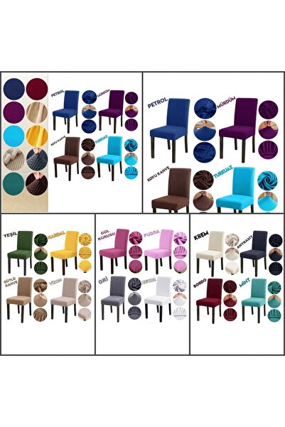 TUCHMALL Sandalye Kılıfı Örtüsü Likralı Esnek Ve Yıkanabilir 1 Adet Antrasit Renk