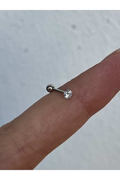 ds denizden silver Tekli Gümüş Tek Taş Piercing - 1 Adet