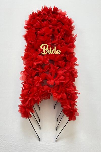 ZEYMERADE تاج وصيفة العروس الأحمر (معدني)، ليلة الحناء، حفلة توديع العزوبية، العروس لتكون، الزفاف