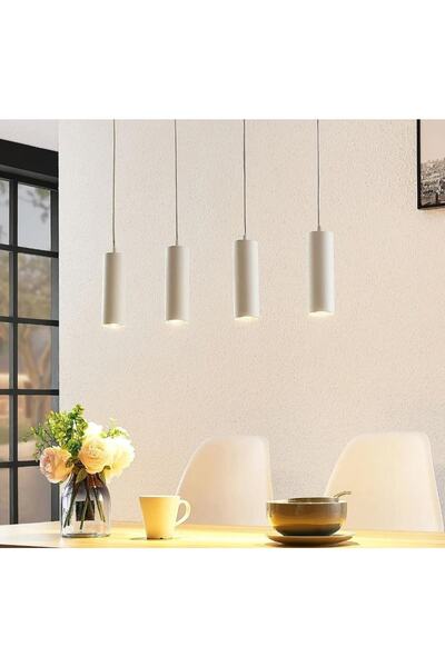 demet habek mylights Mylights 4lü Dörtlü Beyaz Sıralı Masa Üstü Ledli Sarkıt Avize Mutfak Adası Kafe Otel Salon Led Spot