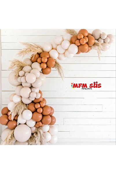 MFM Σετ γενεθλίων με μπαλόνια με αλυσίδα σε μπεζ καφέ χρώμα
