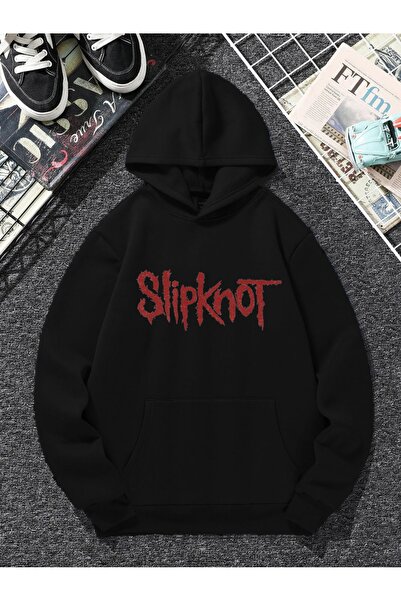 bugia Μαύρο 3 νήμα Unisex Oversize με κουκούλα καγκουρό τσέπη Slipknot εμπρός...
