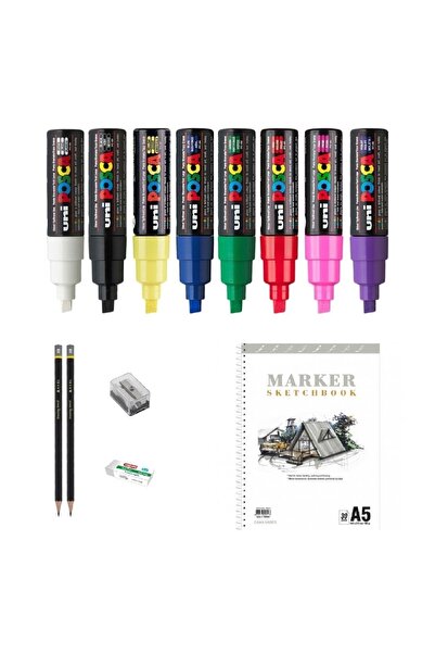 Uni مجموعة رسم قلم ماركر بوسكا 1 + 8 مجموعة من 8
