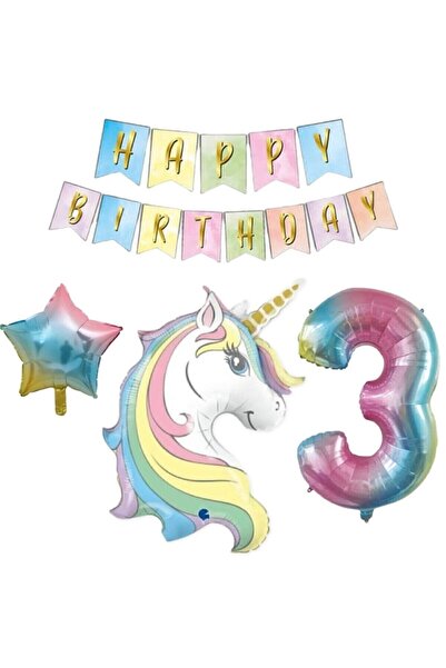 BEST PARTİ DOĞUM GÜNÜ PARTİ SÜSLERİ مجموعة بالونات فويل يونيكورن عمرها 3 سنوات