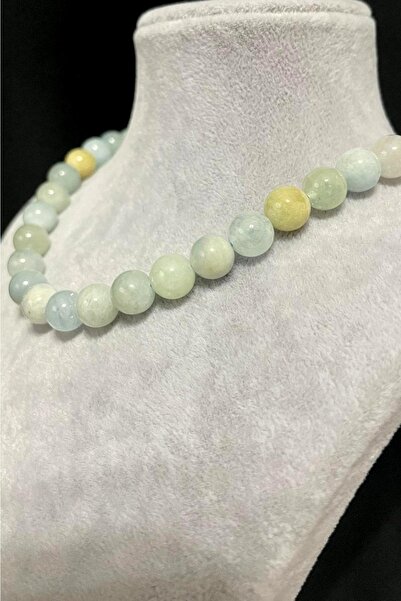 CRAZY TAKI TASARIM 8 mm Akuamarin Doğaltaş 925 Ayar Gümüşlü Kolye