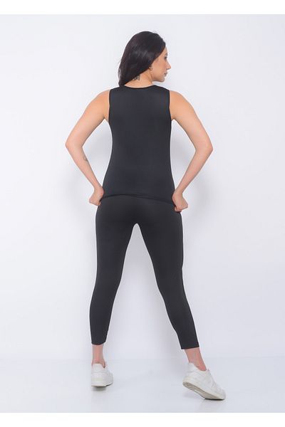 SAUNA SUIT Unisex Black Sauna Thermal Leggings Undershirt Set