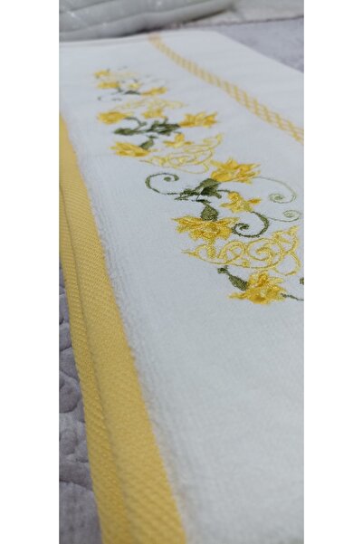 Özdilek Azalea Nakışlı Havlu Beyaz-sarı