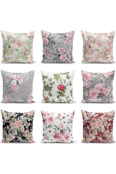 Realhomes Husă de pernă tricotată cu două fețe, colorată, cu modele florale, ...