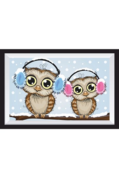 Hayat Poster Bufnițe drăguțe cadru artistic aspect pictură din lemn