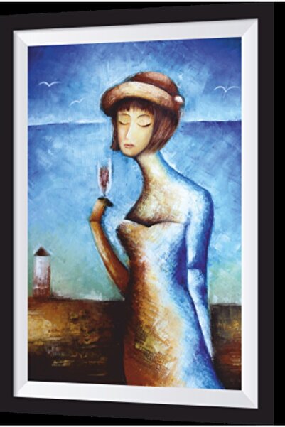 Hayat Poster Femeie care bea la bar, cadru artistic, pictură din lemn